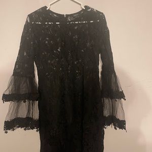 Black lace long sleeve dinner, evening and formal event dress size L